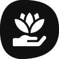 A hand holding a blooming flower symbolizing care and growth.