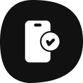 Smartphone with a checkmark icon symbolizing verification or approval.