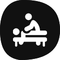 Massage therapy session icon showing a person receiving a back massage.