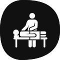 Icon of a person receiving a massage on a table.